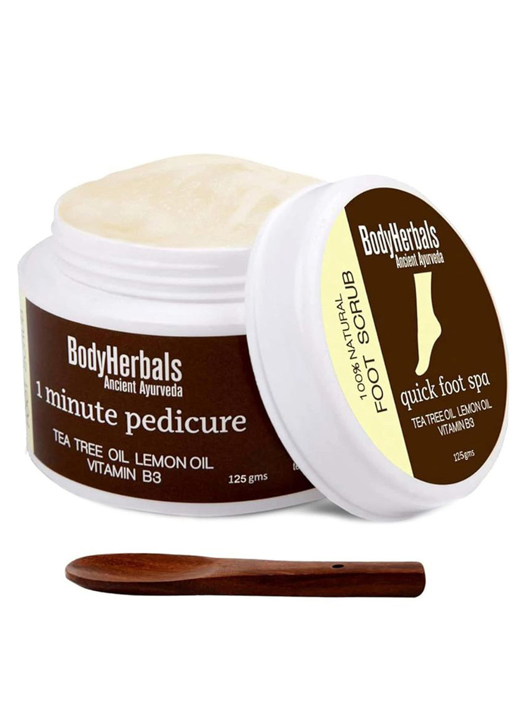 BodyHerbals Anti Bacterial Foot Scrub With Tea Tree + VitB3 & Spoon - 125 g