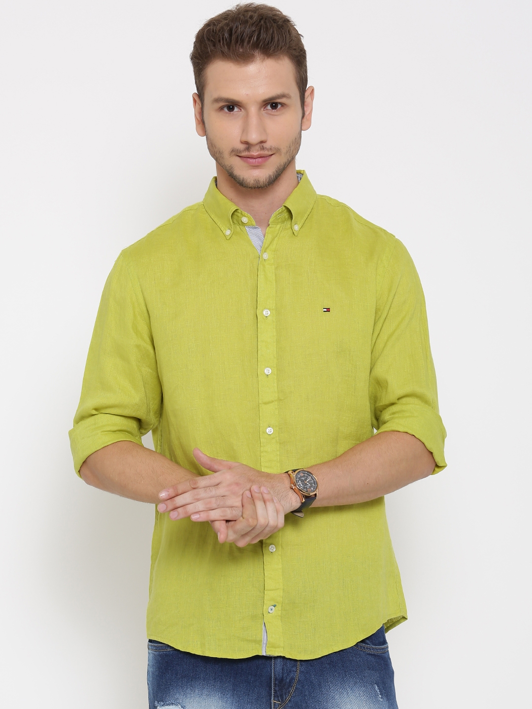 Lime green 2025 tommy hilfiger shirt