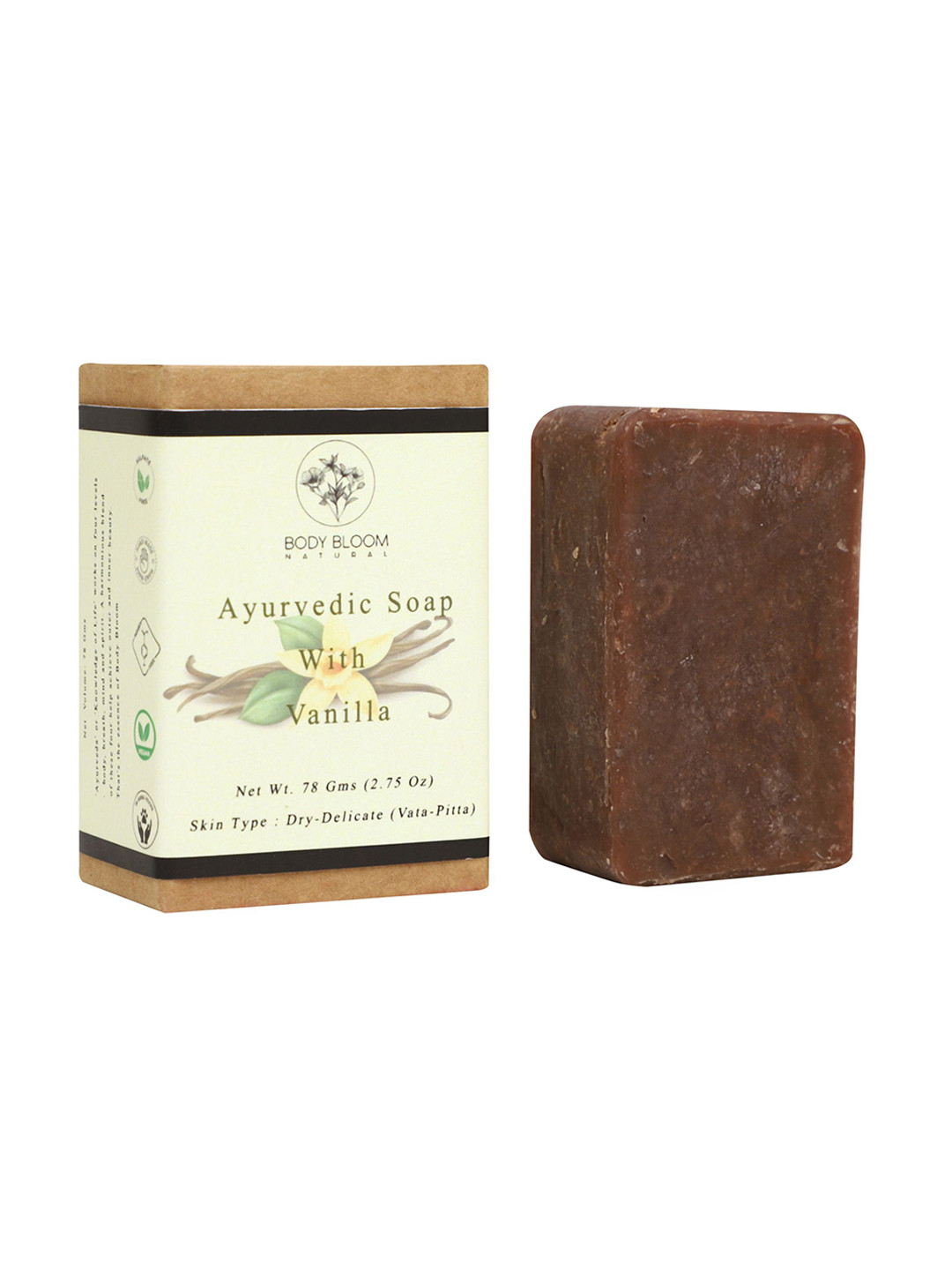 Body Bloom Natural Brown Ayurvedic Soap With Vanilla 78 gm