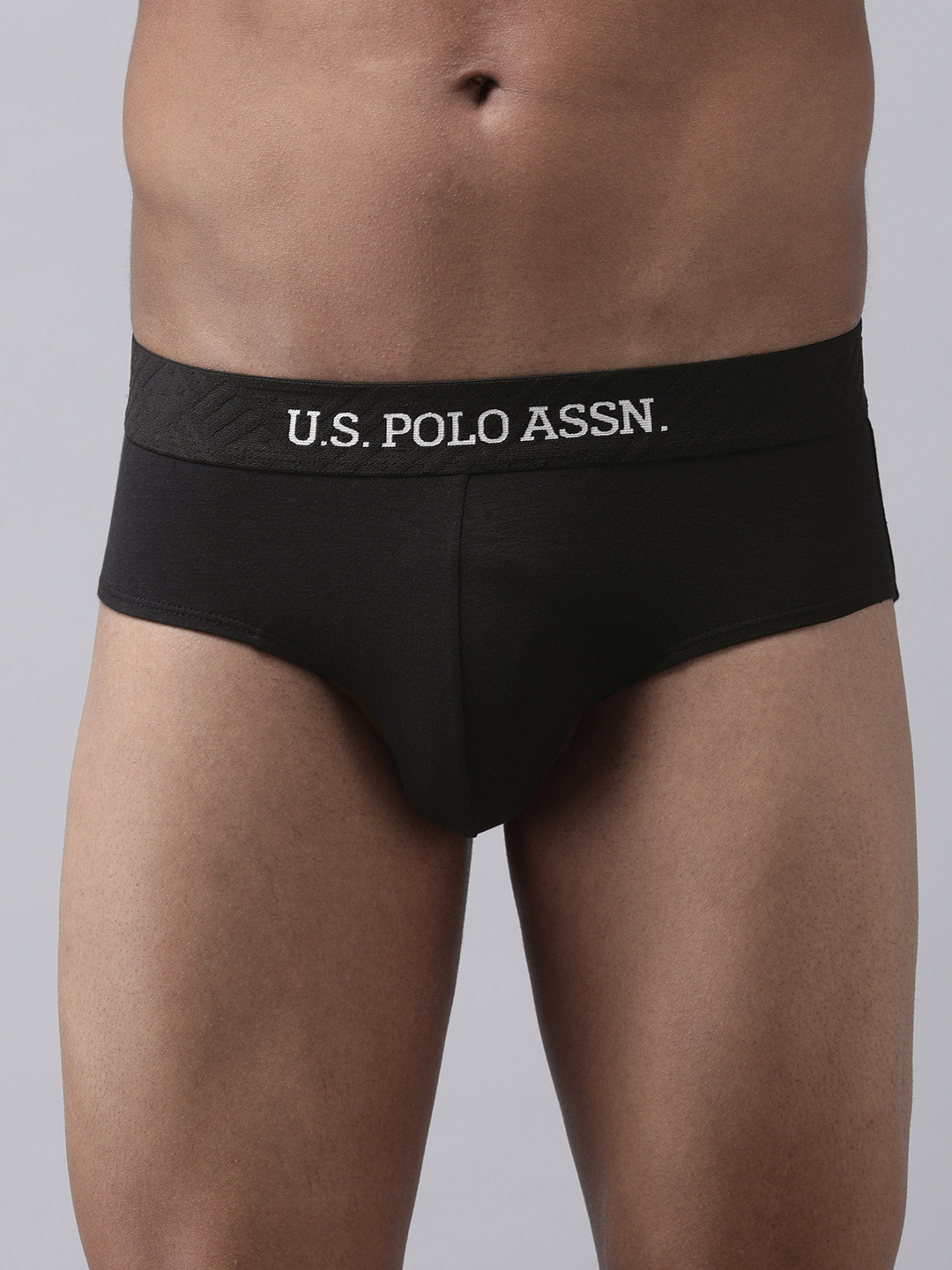 U.S. Polo Assn. Men Black Solid Briefs I702-002-PL