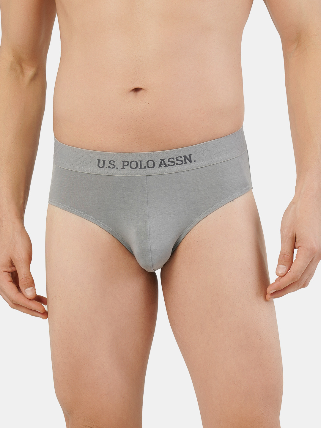 U.S. Polo Assn. Men Grey Solid Briefs I702-G01-PL