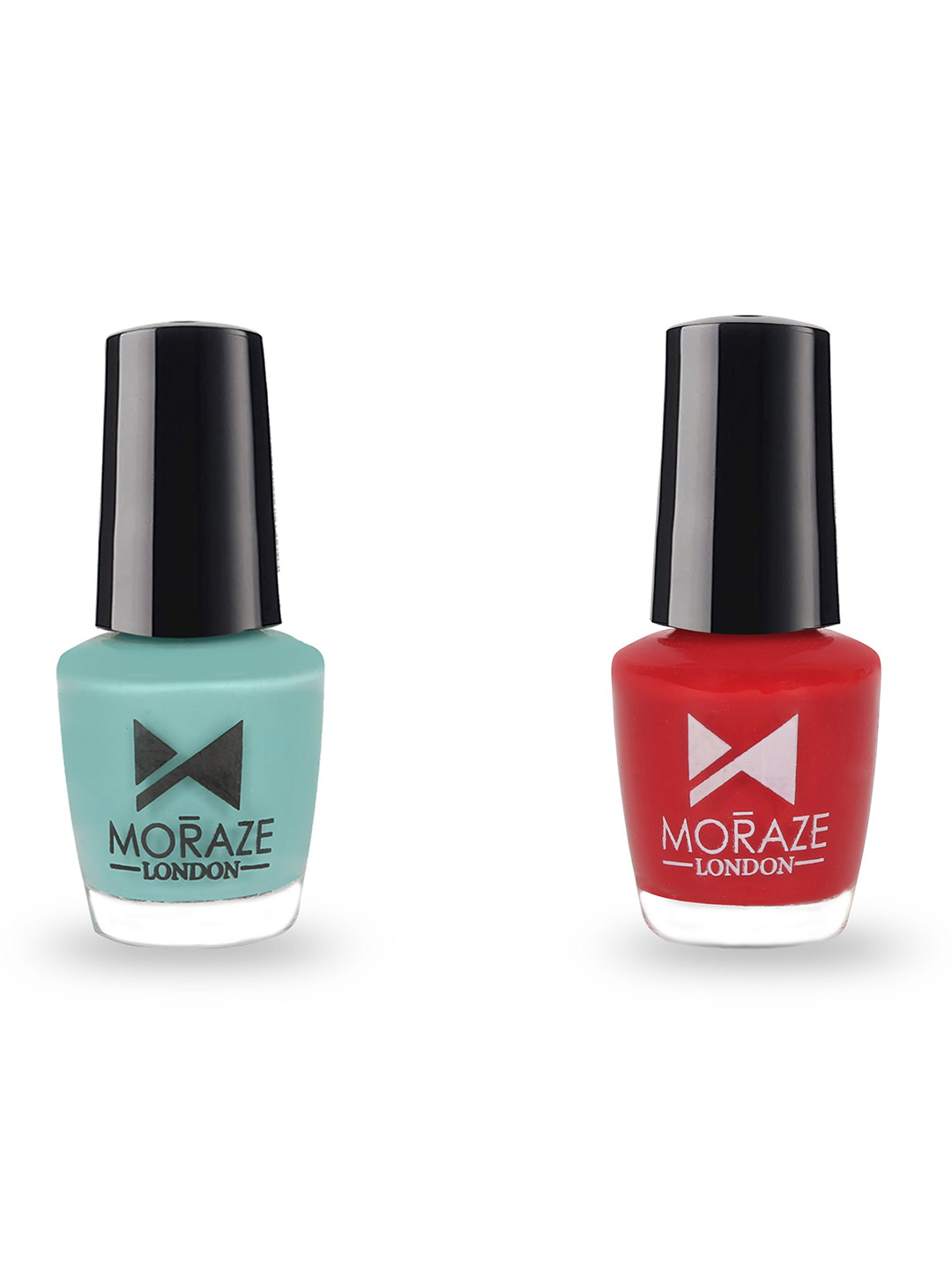 Moraze Pack of 2 Blue & Red Non Toxic Glossy Nail Polish - 10 ml
