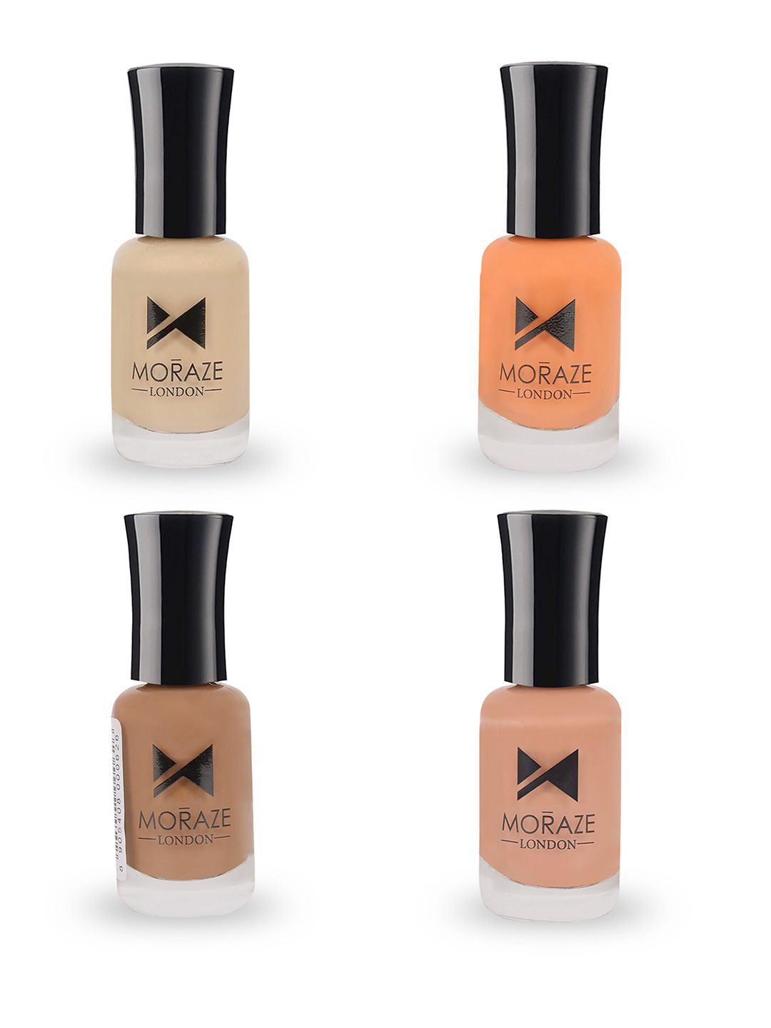 Moraze Set of 4 Glossy Nude Nail Polishes - Rose, Olive, Ivory, & Almond Nude