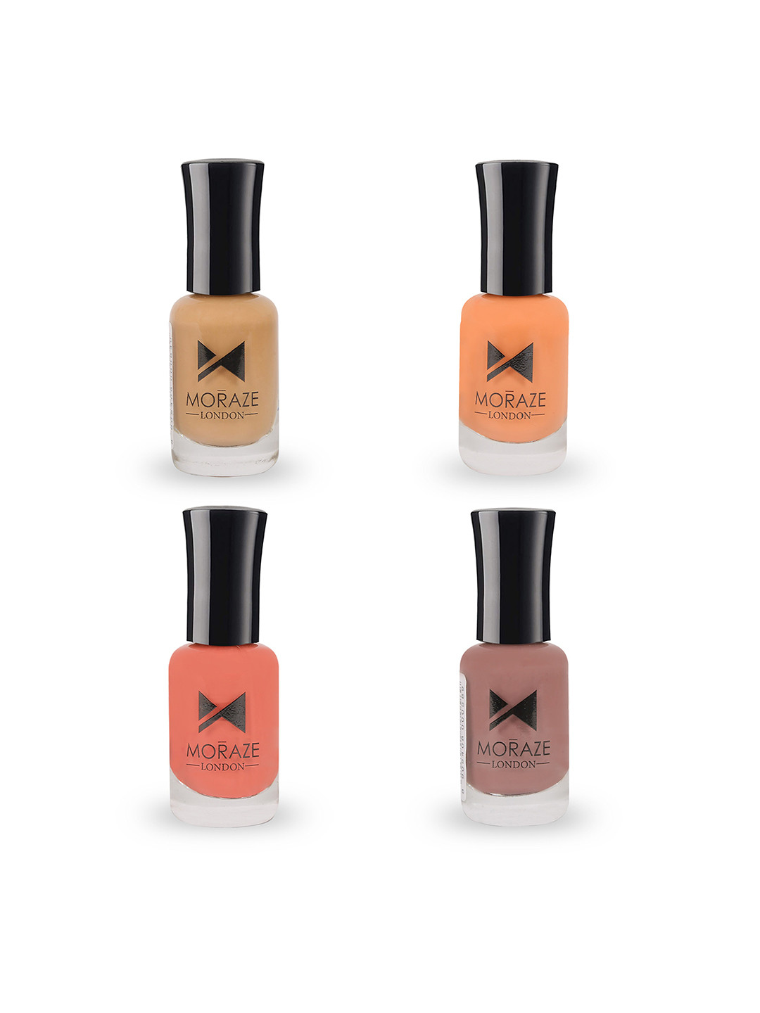 Moraze Pack of 4 Autumn, Tootsie, Purple, & Beige Nude Nail Polish 8 ml Each