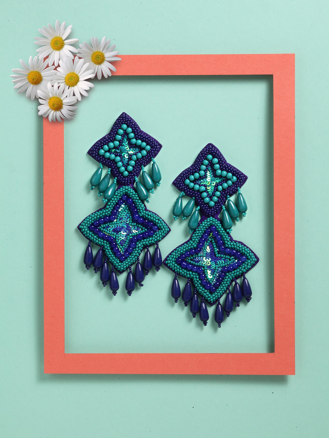 VOGUE PANASH Blue Star Shaped Drop Earrings