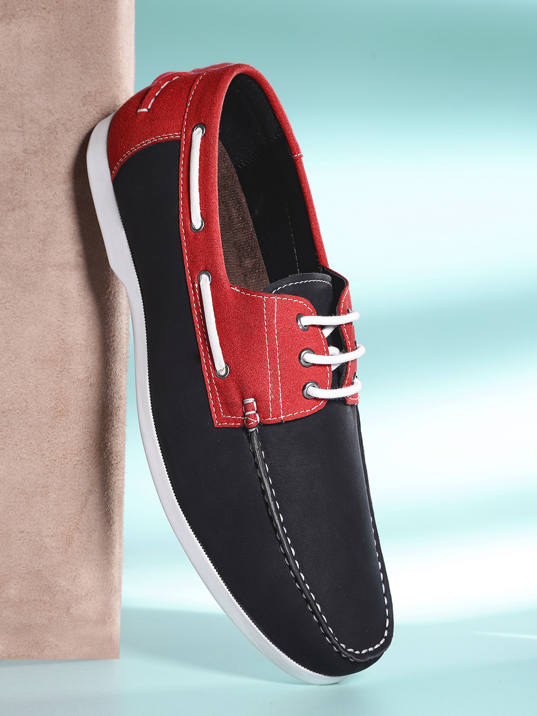 Mast & Harbour Men Black & Red Colourblocked Derbys