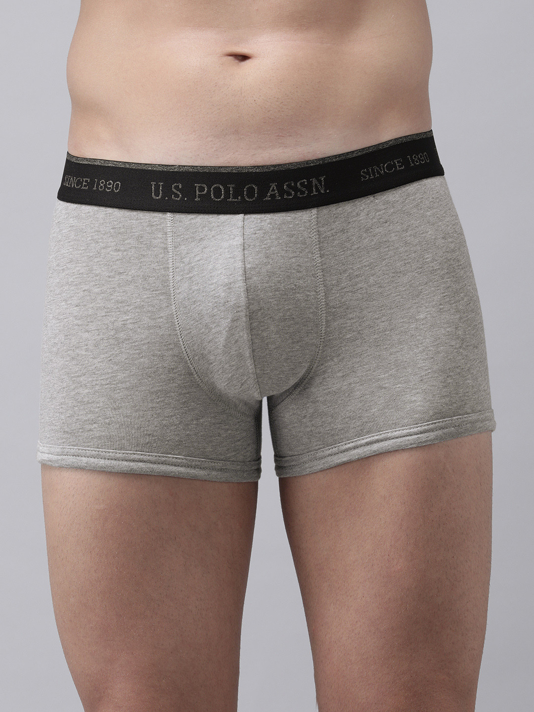 U.S. Polo Assn. Men Grey Melange Solid Bamboo Cotton Trunk I705-003-PL