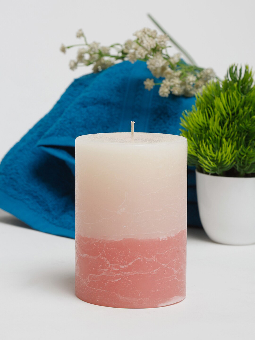 Fabindia Lavanga Varda HD CAF Scented 1 Wick Solid Geometric Regular Pillar Candles