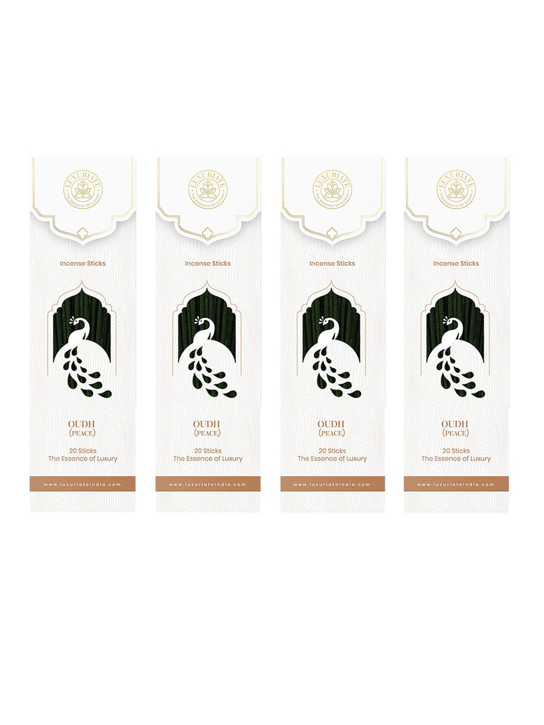LUXURIATE a Set Of 4 White & Brown Divine Fragrance Natural & Non-Toxic Incense Sticks