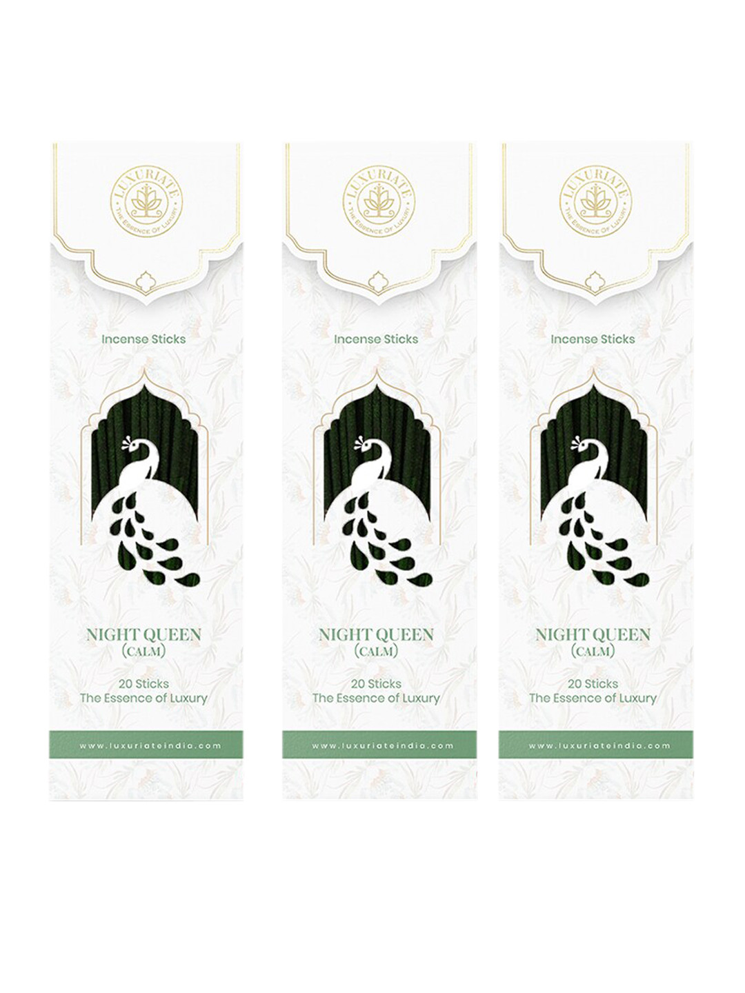LUXURIATE Set Of 3 White & Green Nightqueen Organic & Non Toxic Incense Sticks