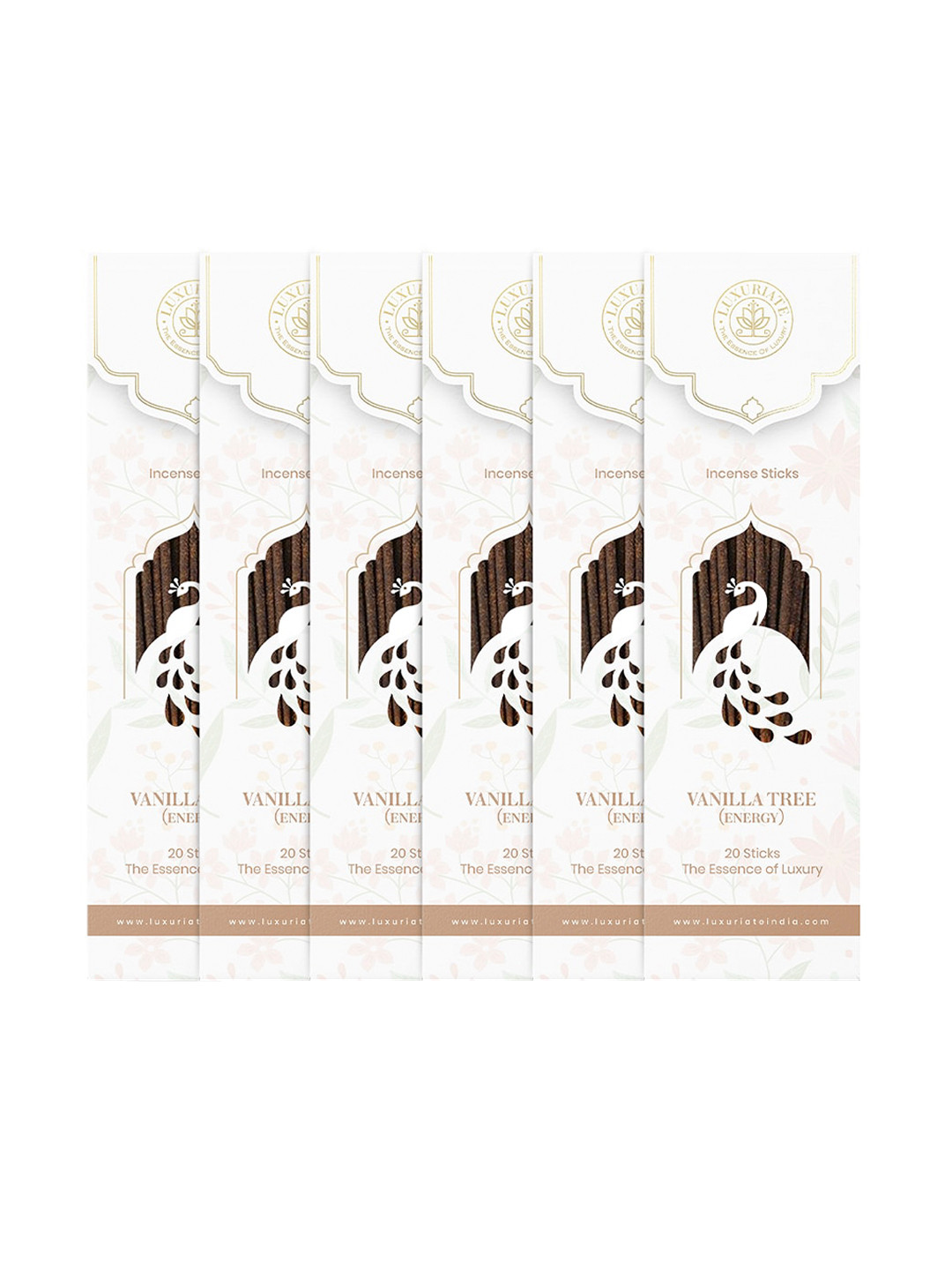LUXURIATE Set of 6 Brown Vanilla Fragrance Natural and Non-Toxic Incense Sticks