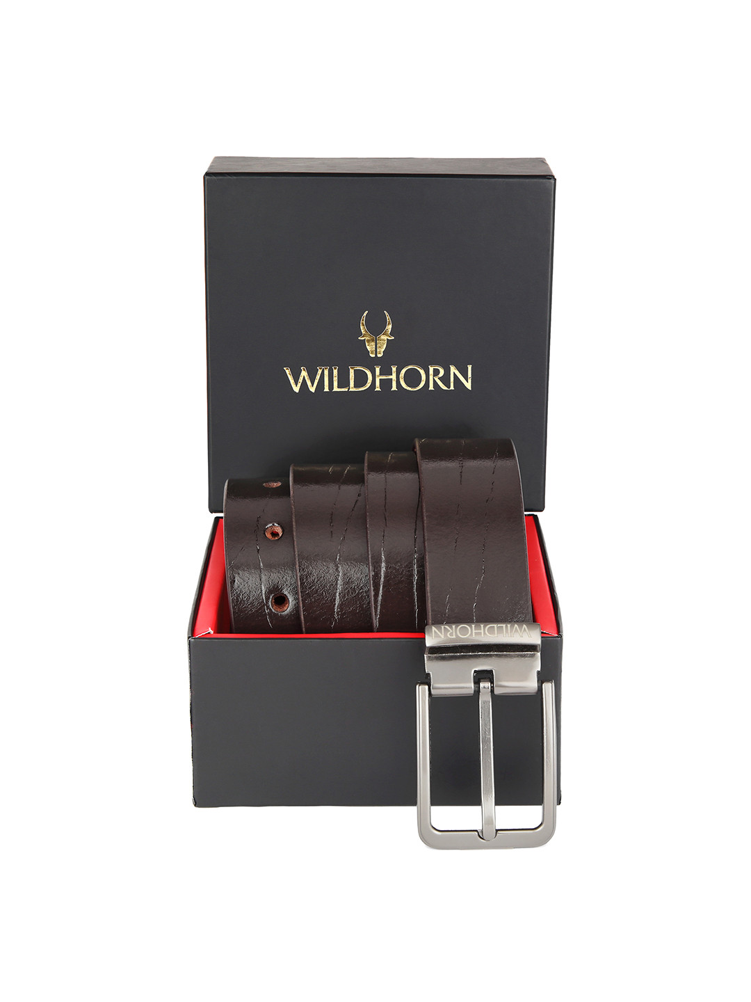 WildHorn Men Brown Textured Free Size Leather Formal Belt