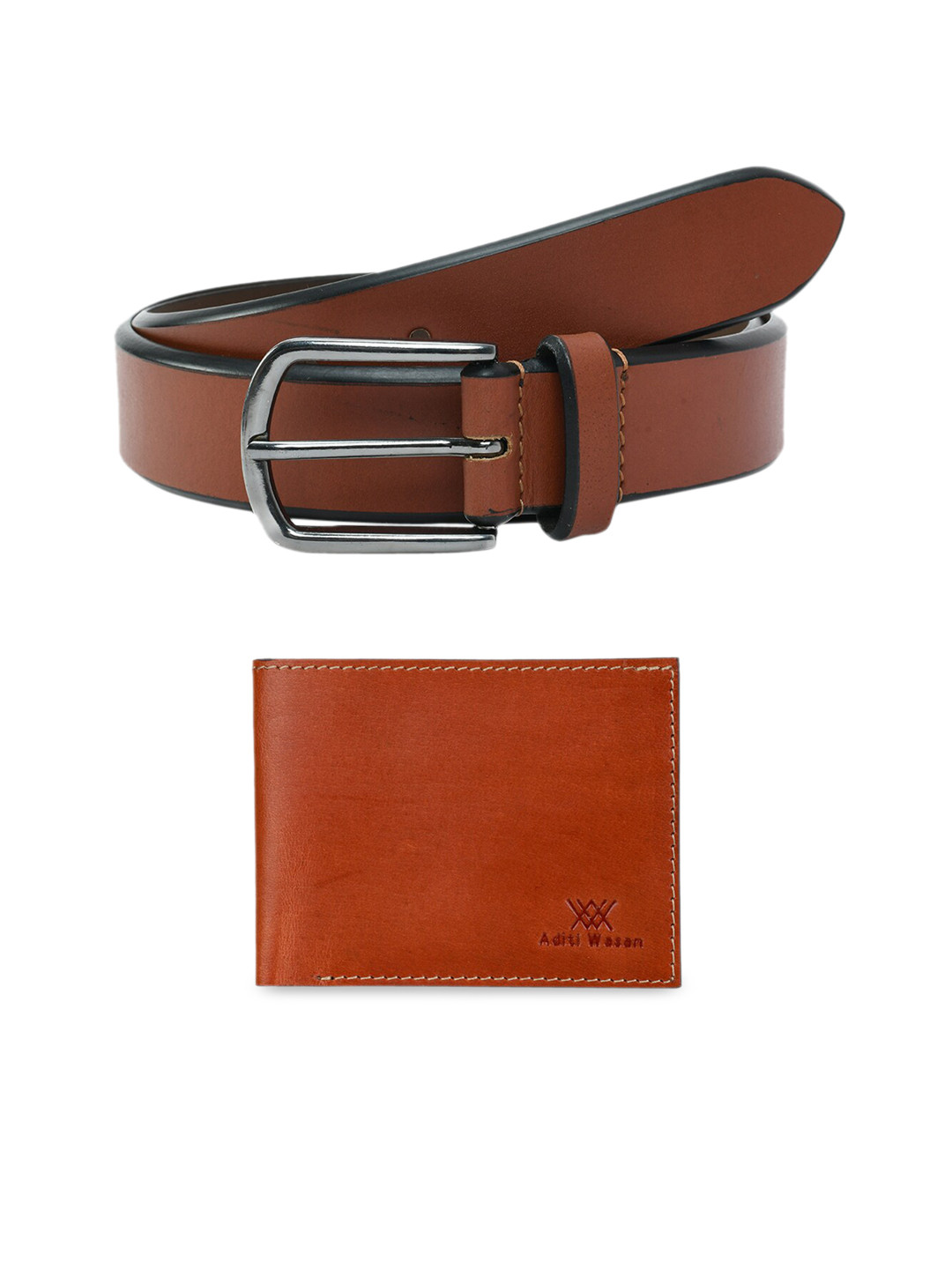 Aditi Wasan Men Tan Brown Solid Genuine Leather Accessory Gift Set