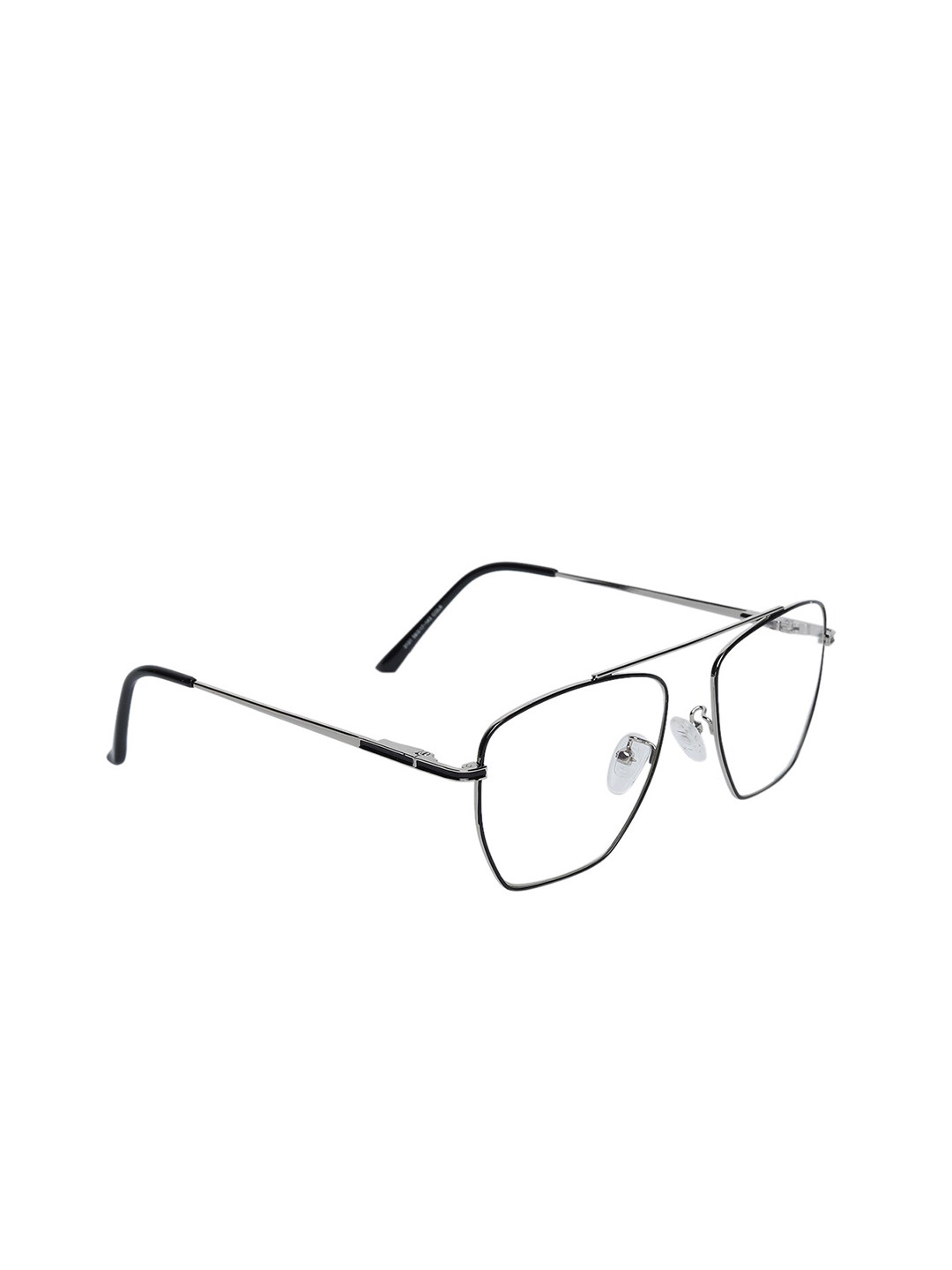 Peter Jones Eyewear Unisex Black & Silver-Toned Square Blue Light Blocking Glasses