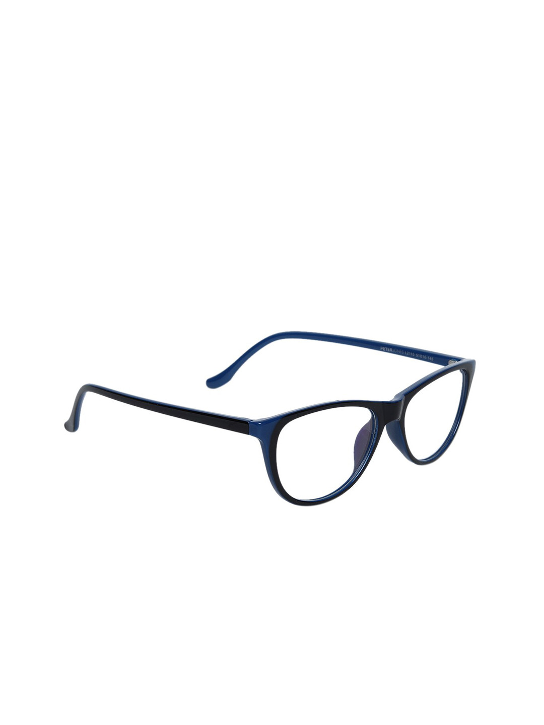 Peter Jones Eyewear Women Black & Blue Full Rim Cateye Anti Glare Glasses