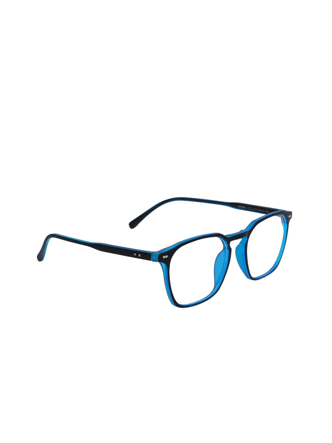 Peter Jones Eyewear Unisex Black & Blue Square Blue Light Blocking Computer Glasses