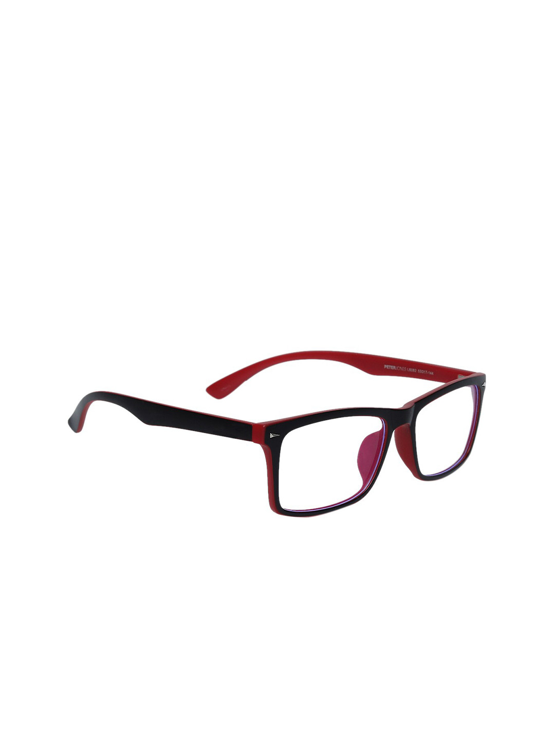 Peter Jones Eyewear Unisex Black & Red Full Rim Rectangle Blue Light Blocking Glasses