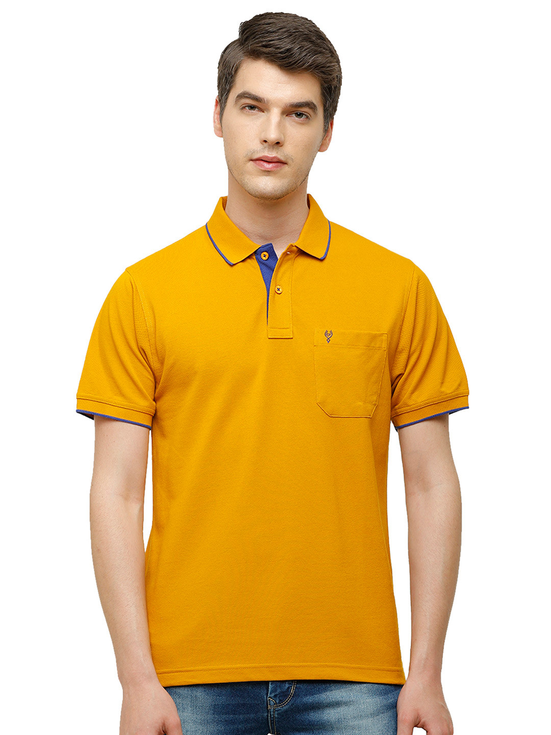 Classic Polo Men Mustard Yellow Polo Collar T-shirt