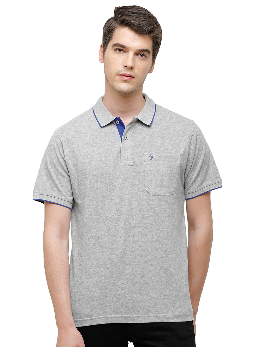 Classic Polo Men Grey Polo Collar T-shirt