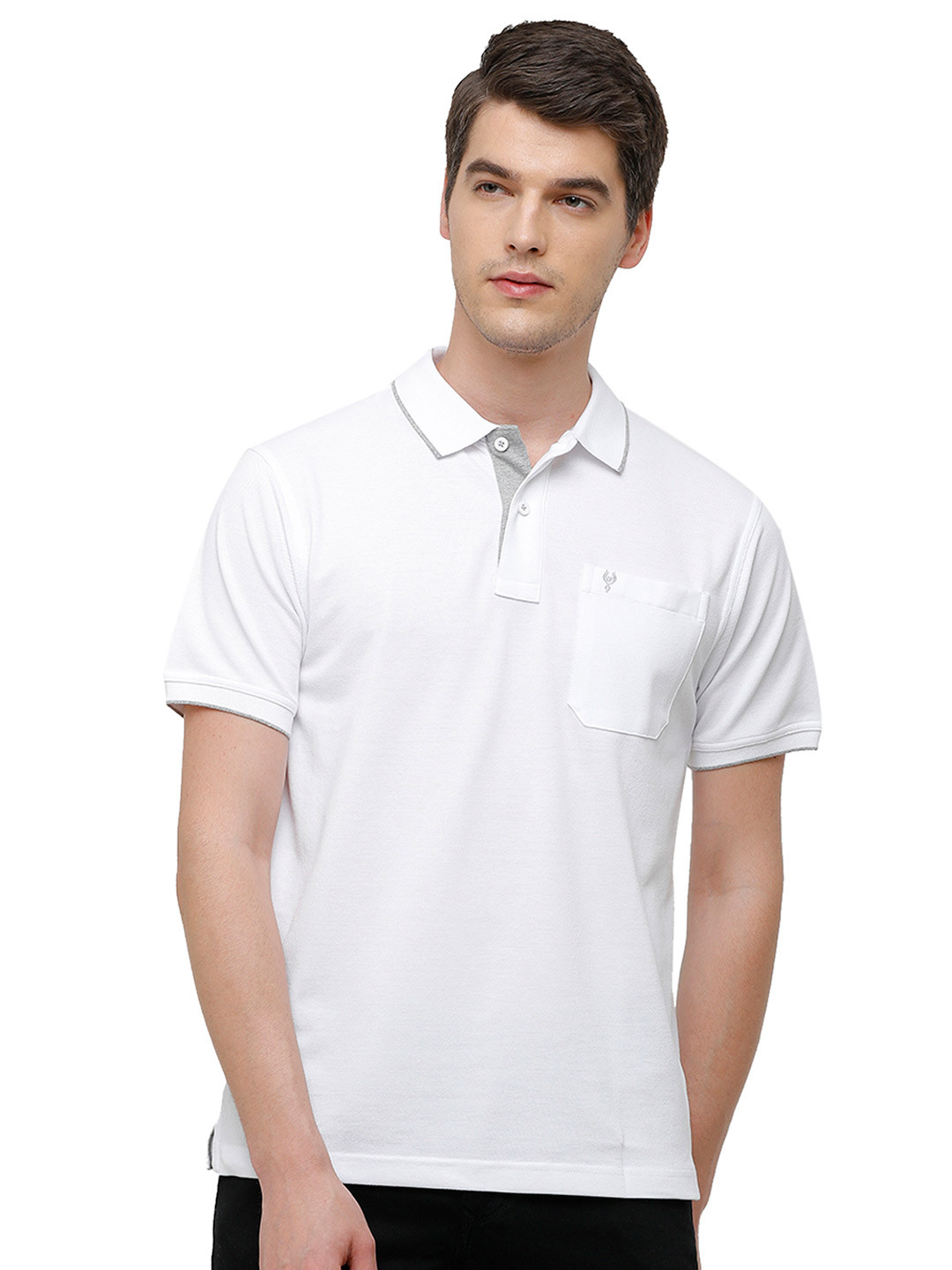 Classic Polo Men White Polo Collar T-shirt