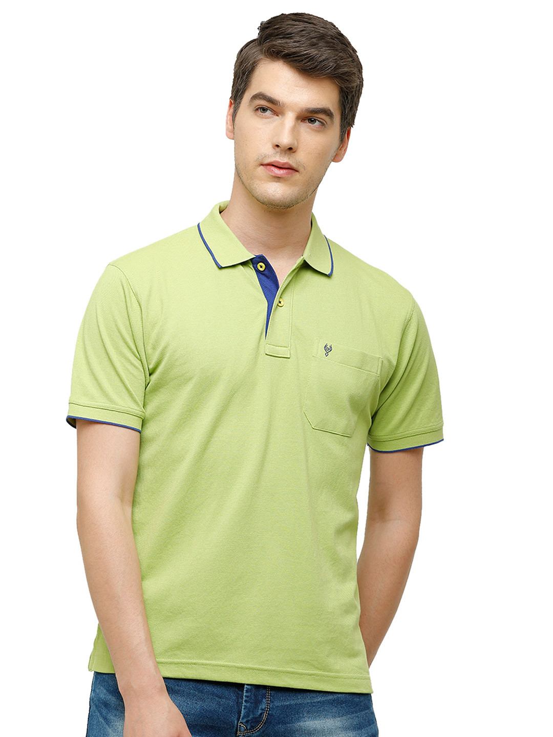 Classic Polo Men Green Polo Collar T-shirt