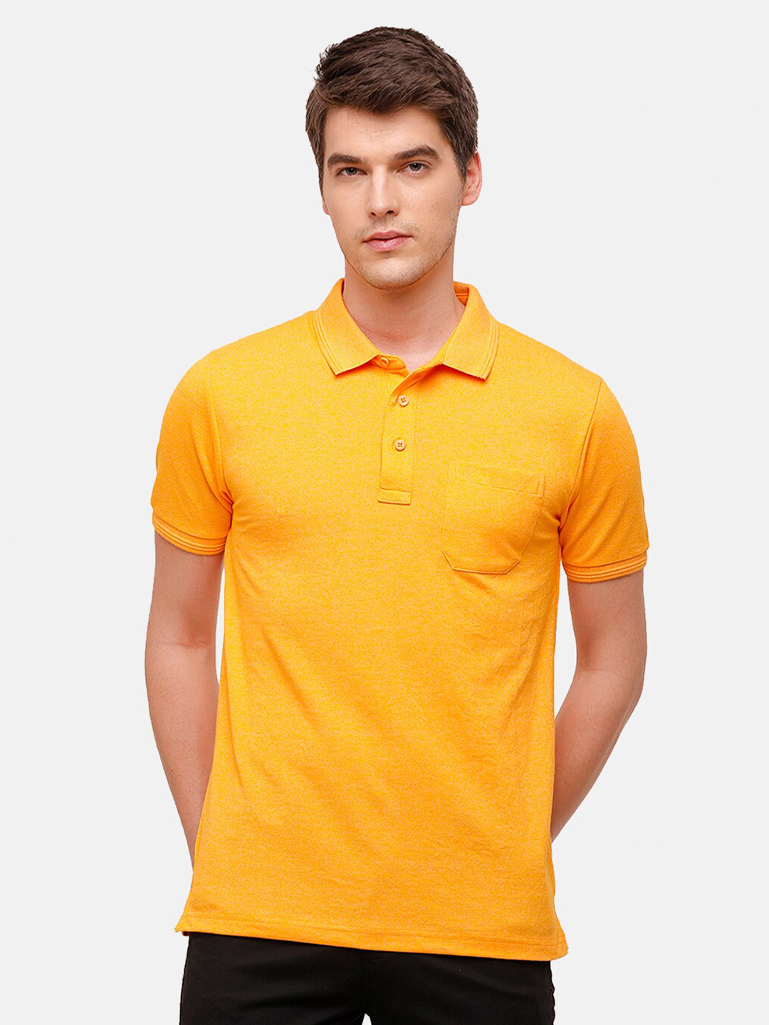 Classic Polo Men Mustard Yellow Polo Collar T-shirt