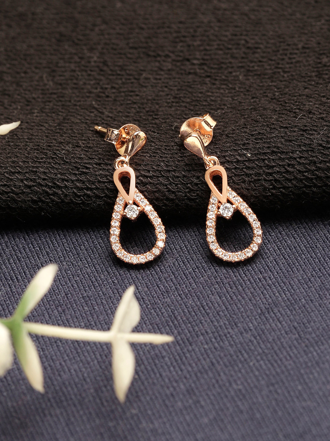 GIVA 925 Sterling Silver Rose Gold Plated Drizzle Drop Earrings