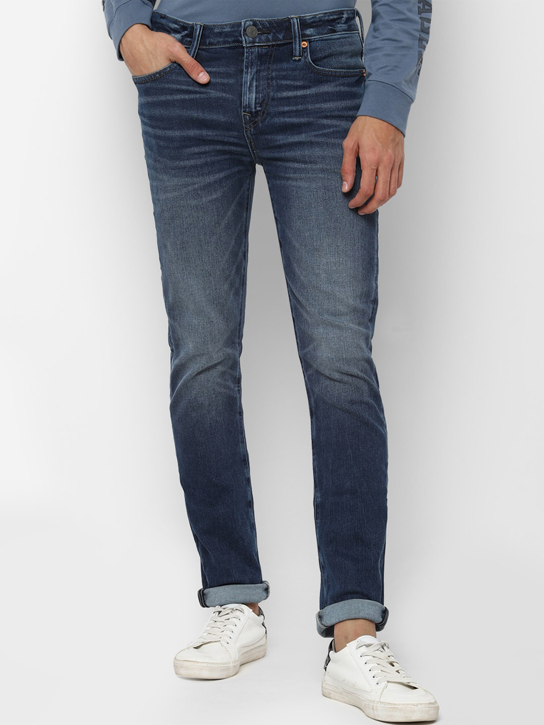 AMERICAN EAGLE OUTFITTERS Men Blue Skinny Fit Light Fade Jeans