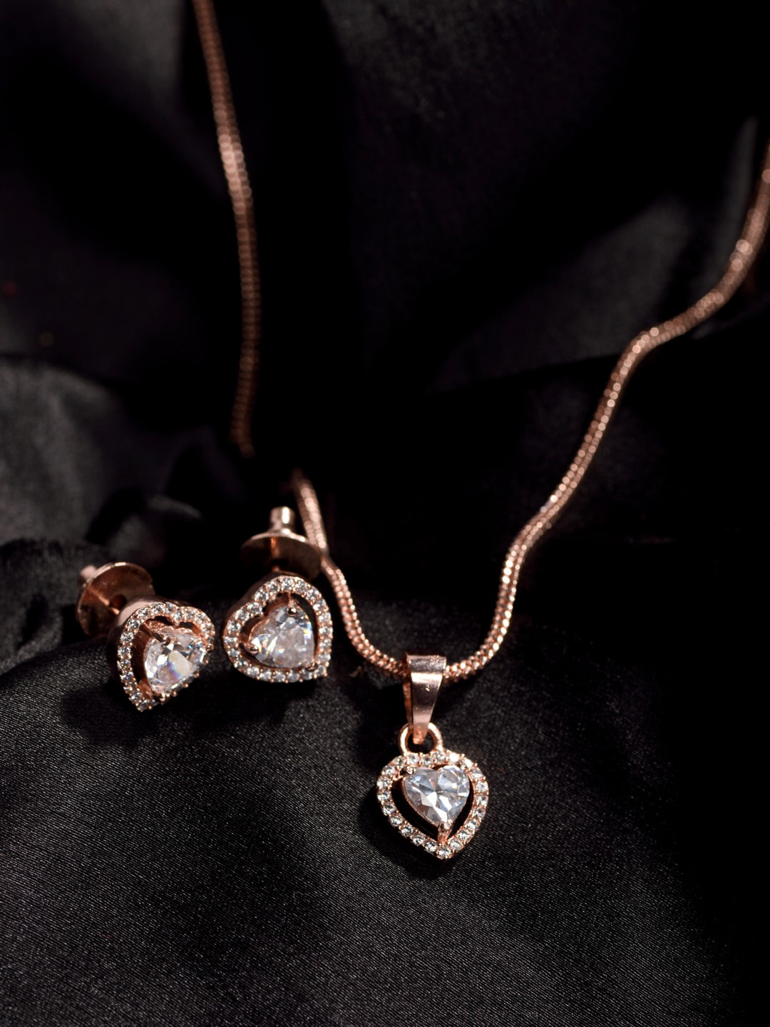 Saraf RS Jewellery Rose Gold-Plated & White AD-Studded Jewellery Set