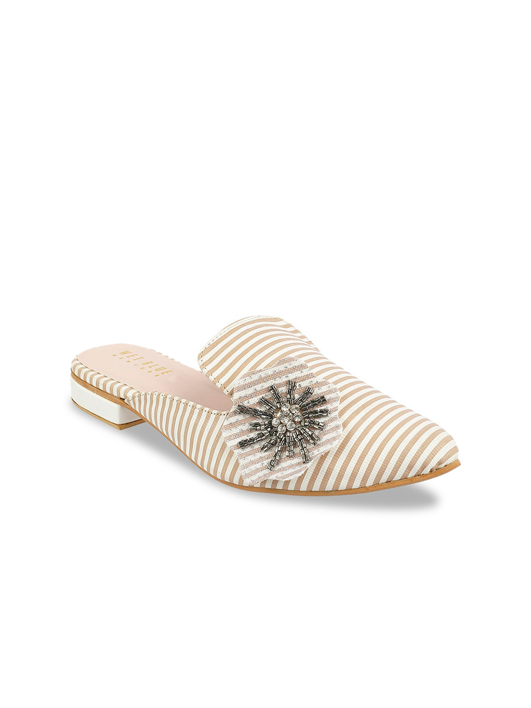 Wet Blue Women Beige Striped Loafers