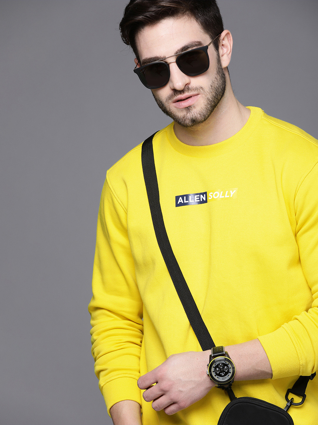 Allen Solly Sport Men Yellow Brand Logo Print Sweatshirt