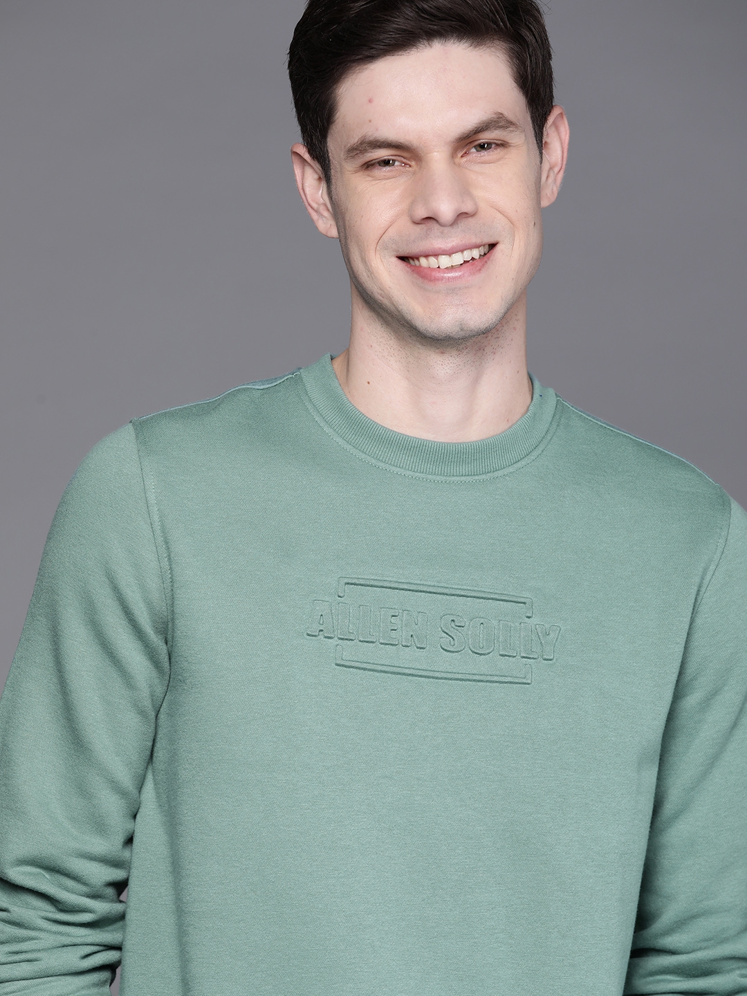 Allen Solly Sport Men Sea Green Embossed Effect Sweatshirt