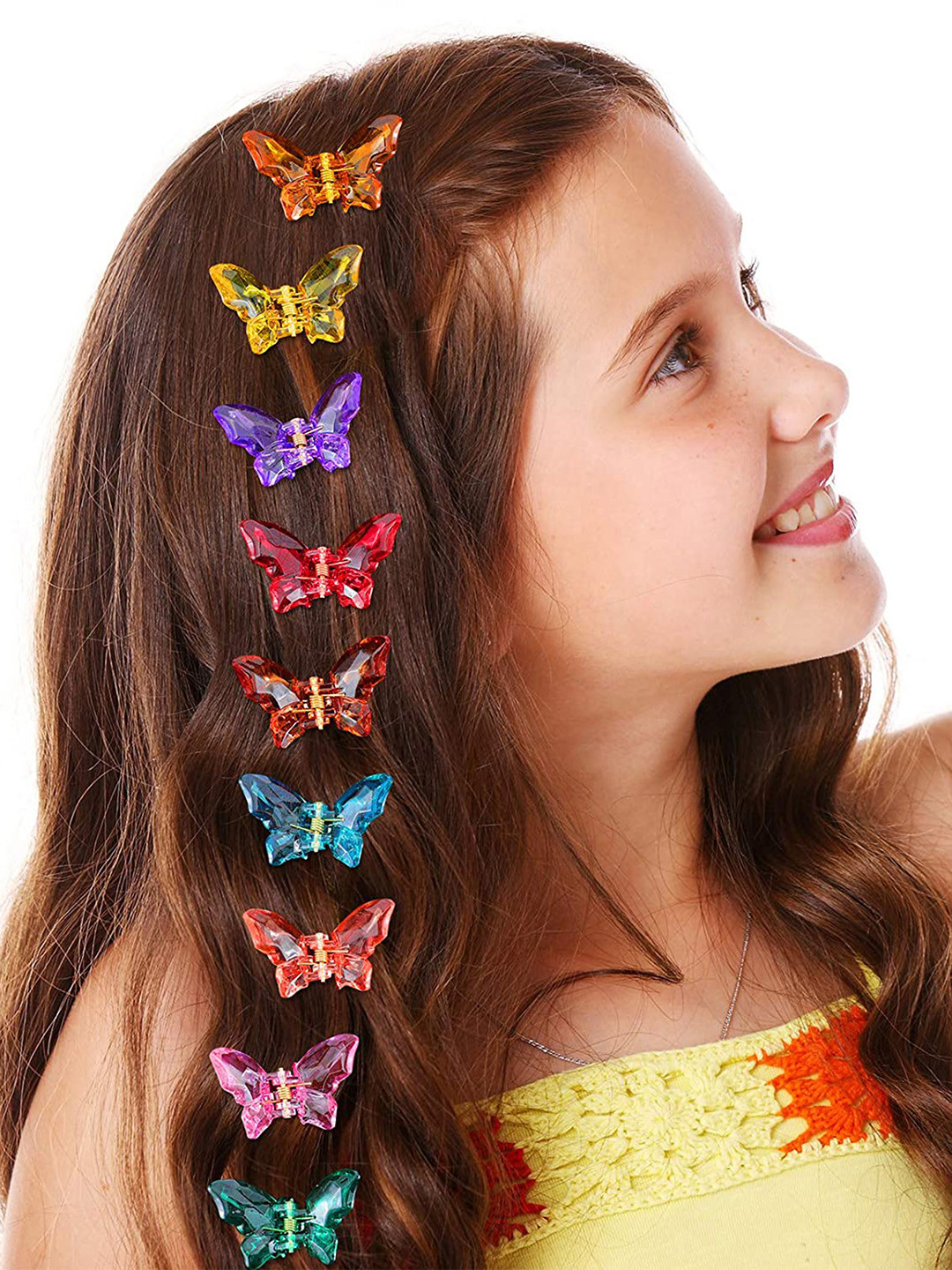 Yellow Chimes Women Set Of 10 Multicoloured  Butterfly Claw Clip