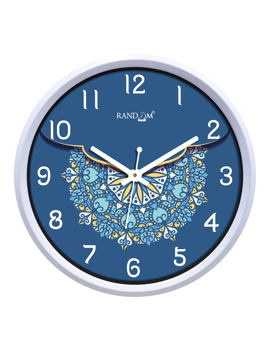 RANDOM rangoli Blue Plastic Quartz Movement Round Battery Analogue Wall Clock-30cm