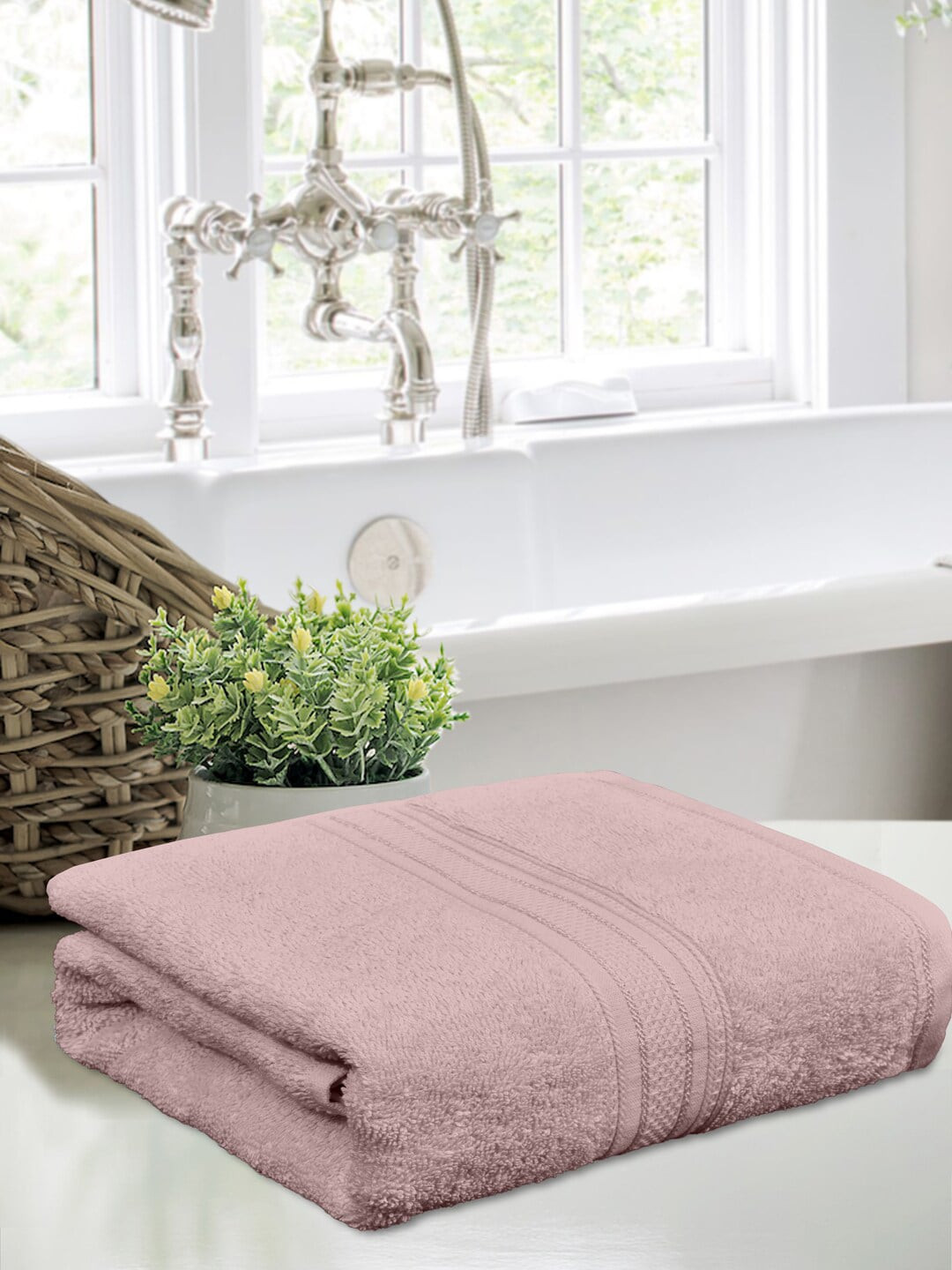 Home Fresh Pink Solid Pure Cotton 550 GSM Classic Plus Bath Towel