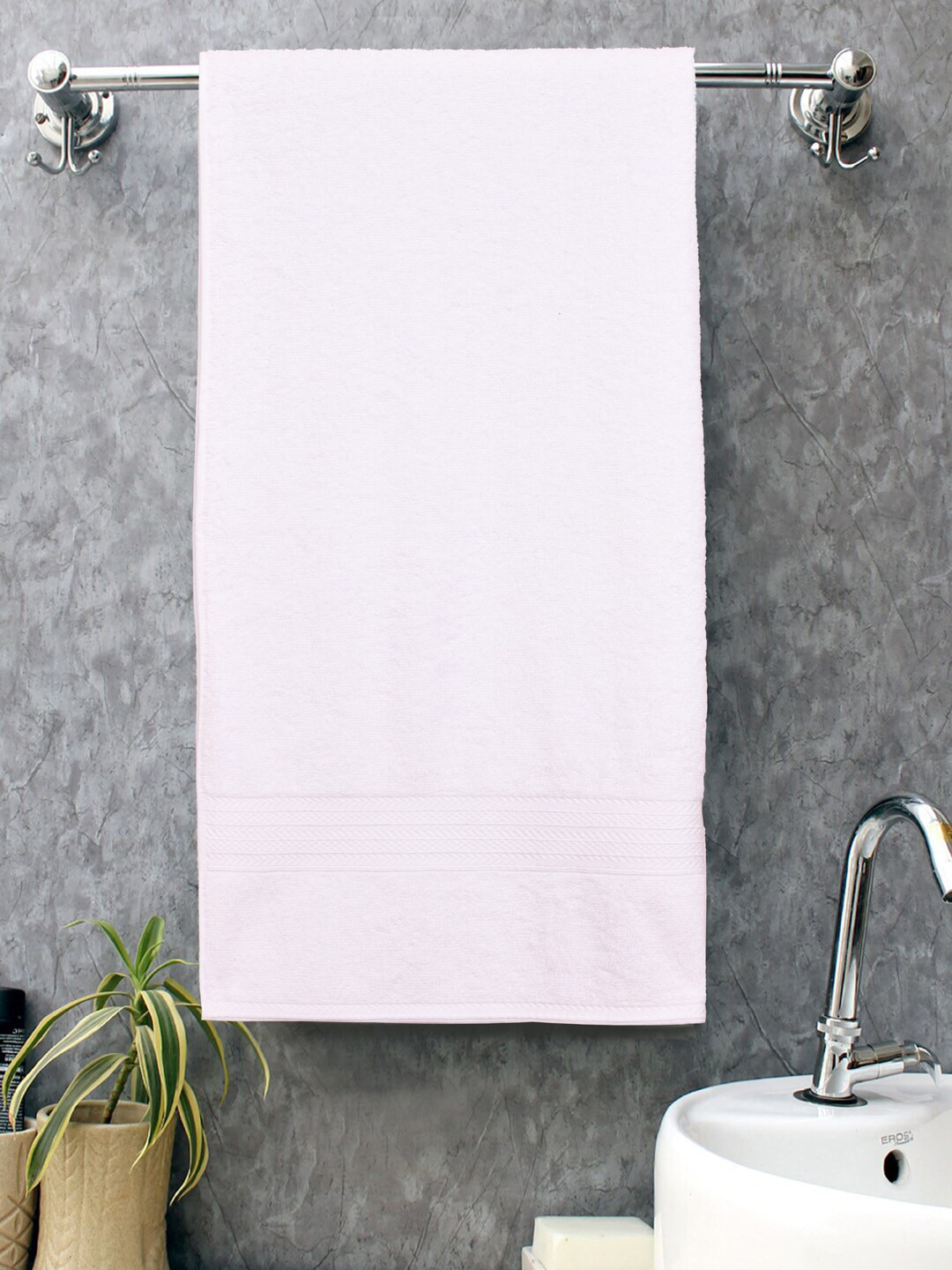 Home Fresh Unisex White Solid Pure Cotton 500 GSM Bath Towel