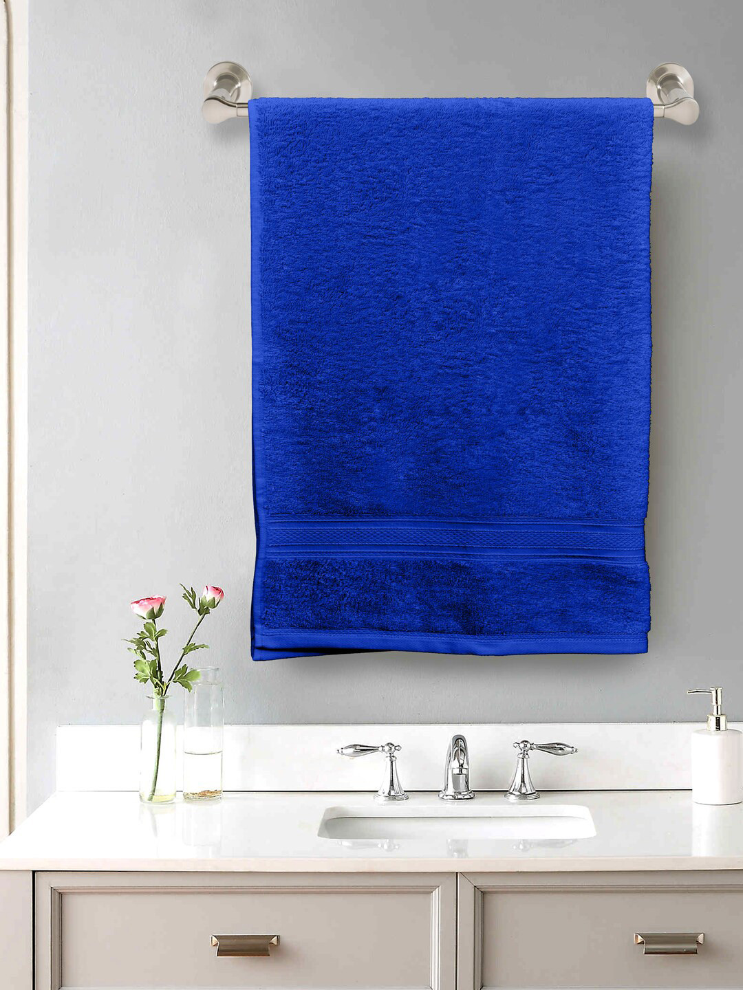 Home Fresh Unisex Blue Solid Cotton 550 GSM Classic Plus Bath Towel