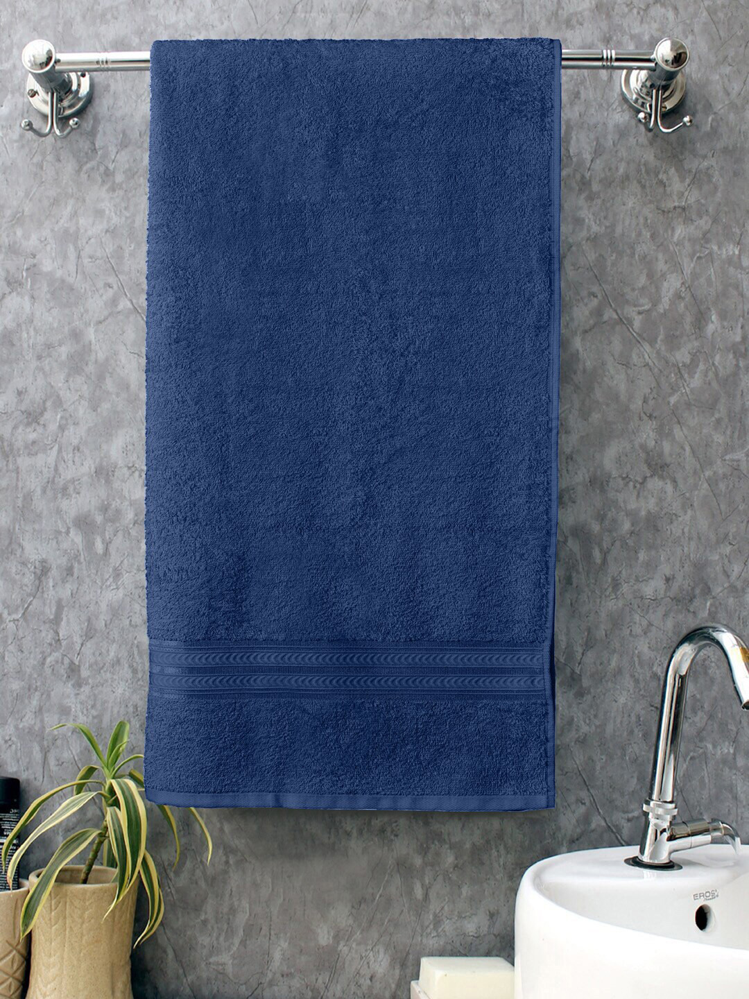 Home Fresh Blue Solid Pure Cotton 400 GSM Bath Towel