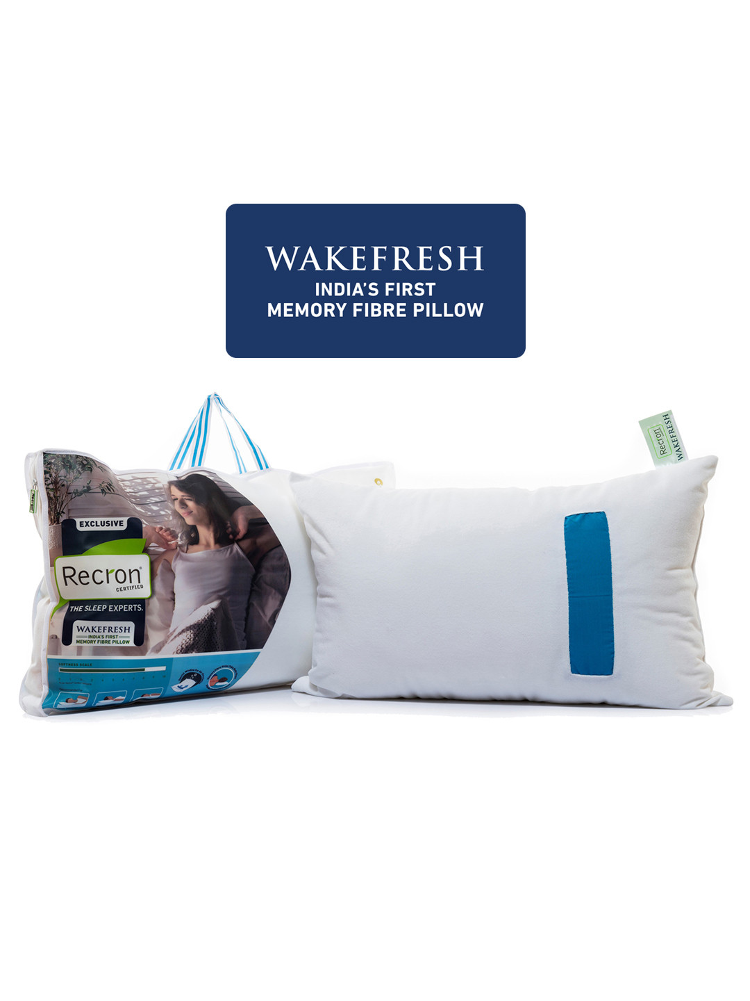 Recron Certified White Solid Cotton Adjustable Medium Fibre Sleep Pillow-43 x 69 cm