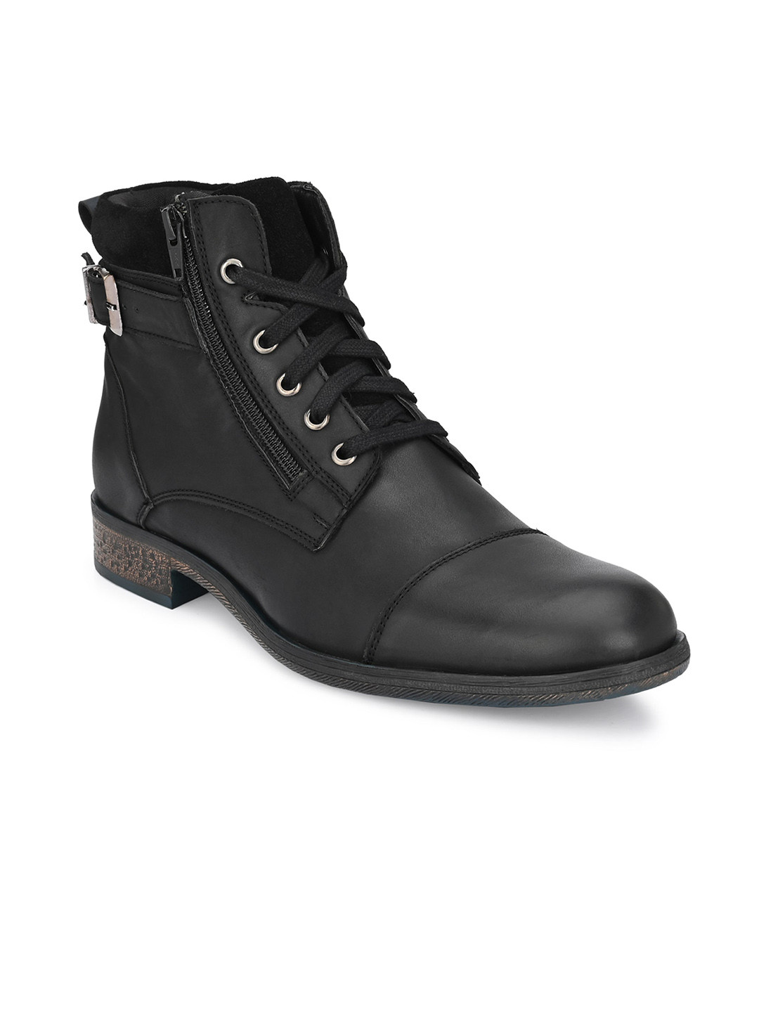 Delize Men Black Derby Flat Boots