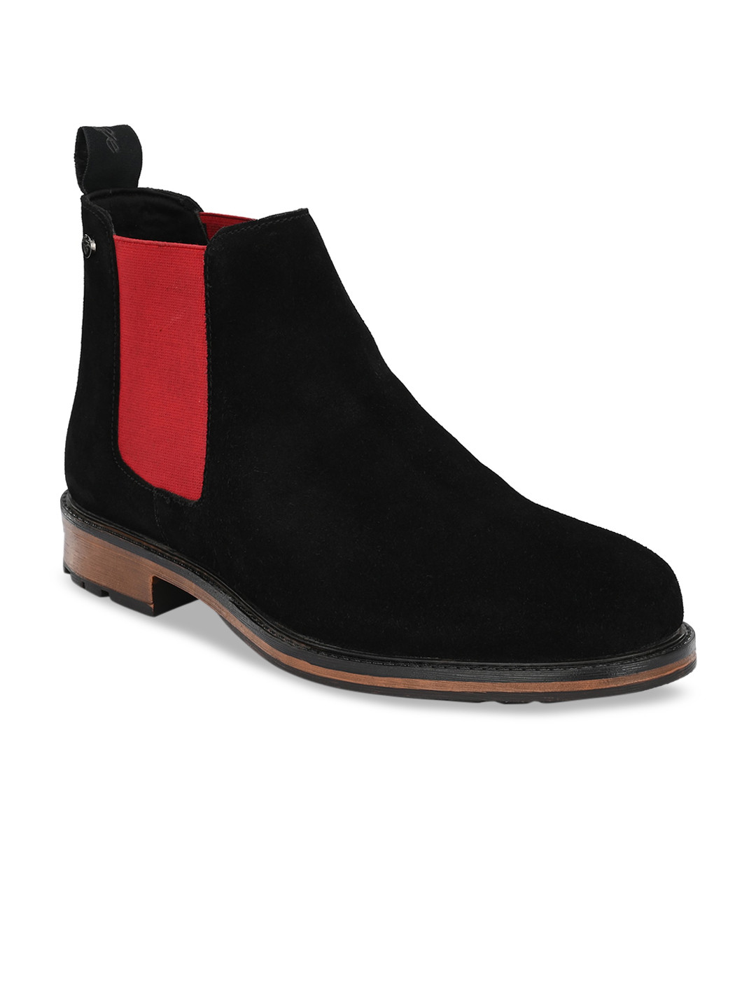 Delize Men Black Colourblocked Suede Flat Boots