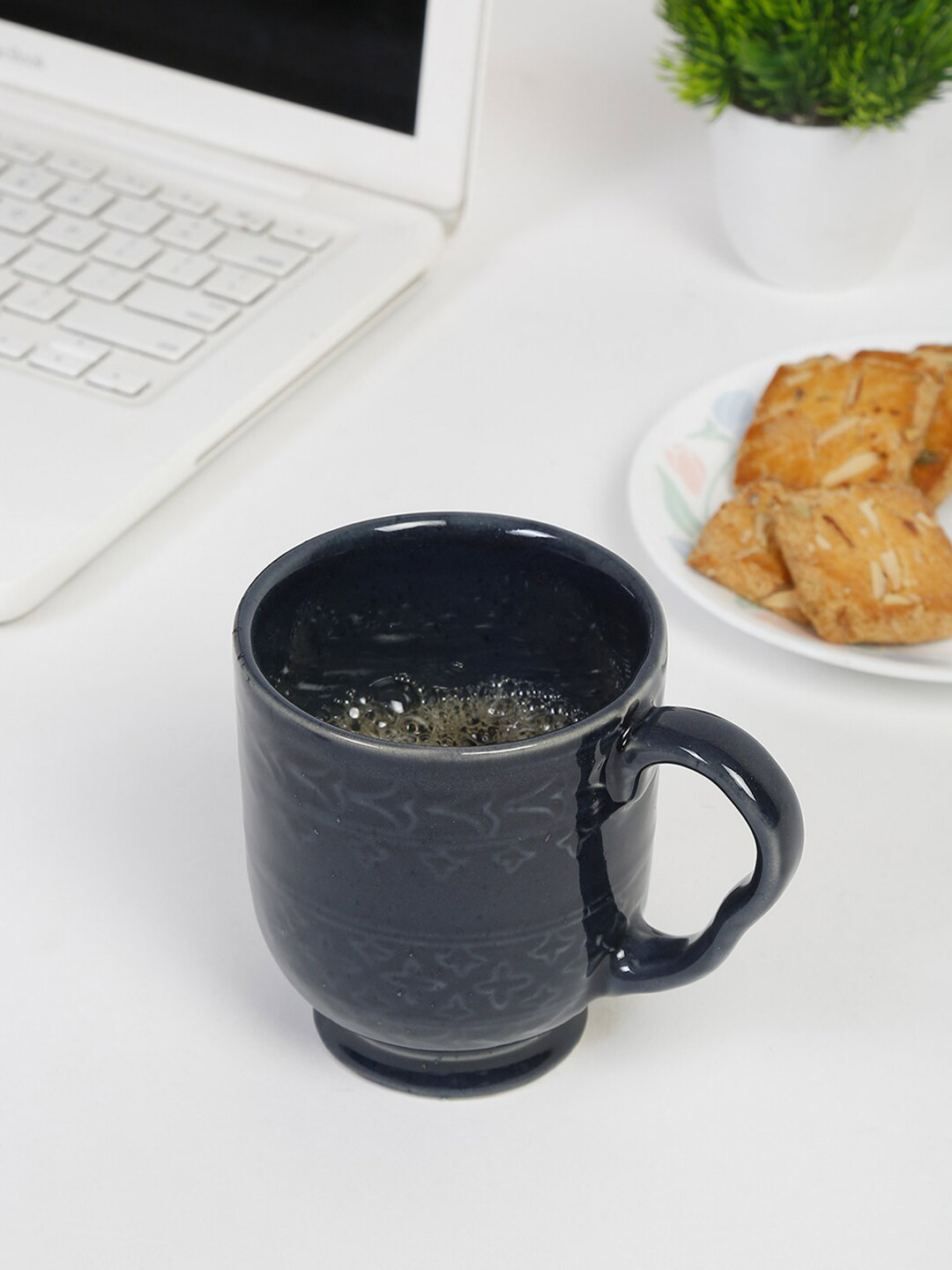 Fabindia Gifts Collection Blue Abstract Ceramic Microwave Safe Mug-400ml