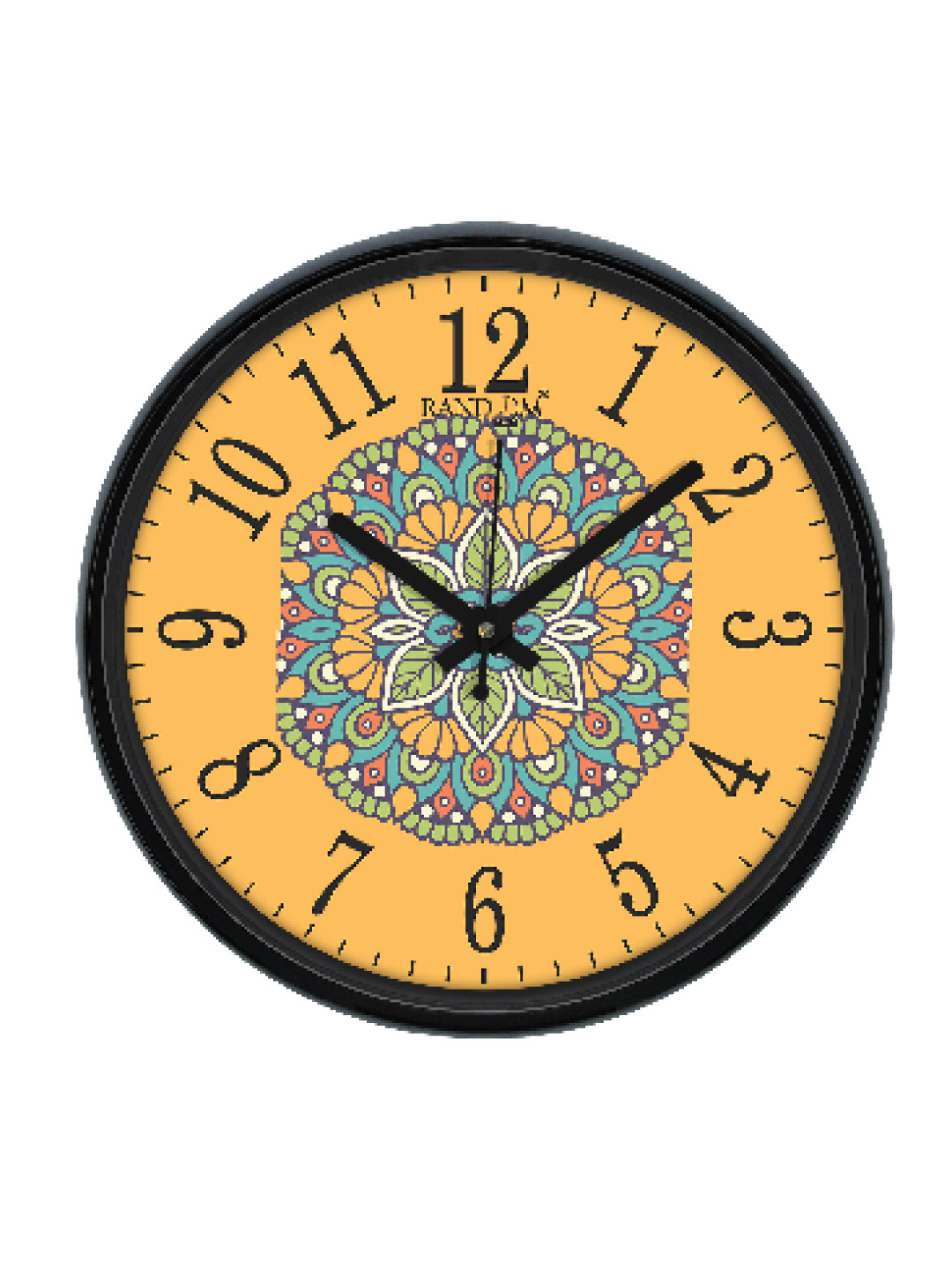 RANDOM Yellow & Black Printed Contemporary 30.4 cm Analogue Wall Clock