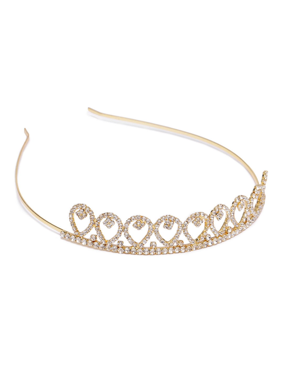 AccessHer Women Gold-Toned & White Embellished Rhinestone Hairband