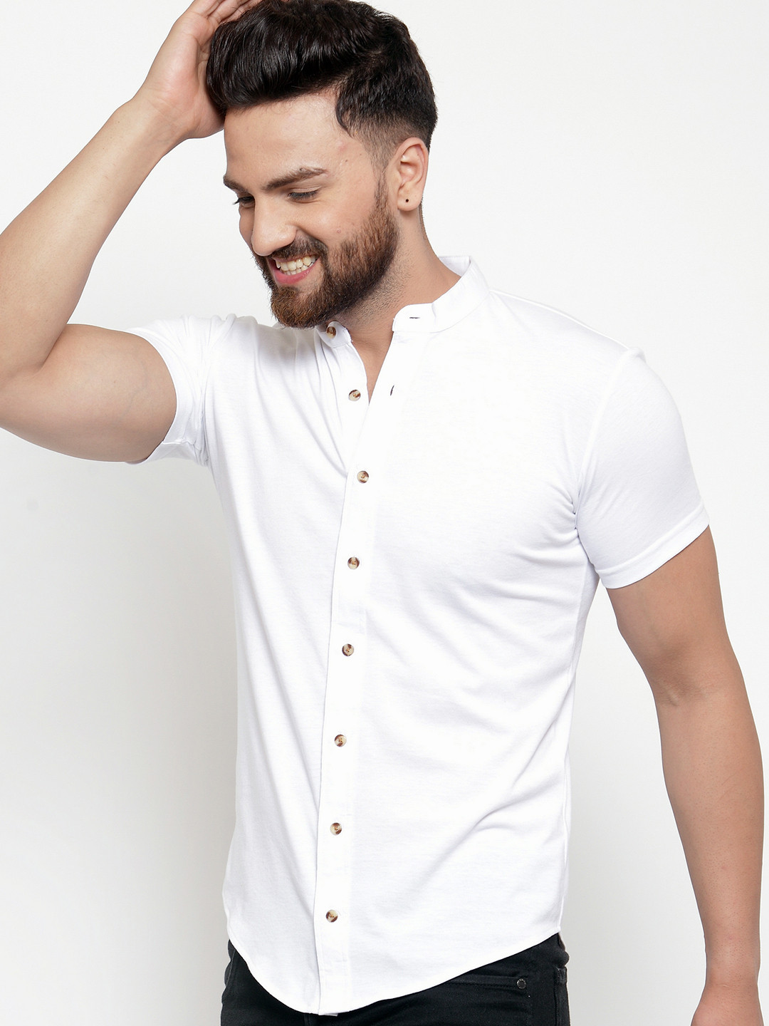 GESPO Men White Cotton Comfort Opaque Casual Shirt