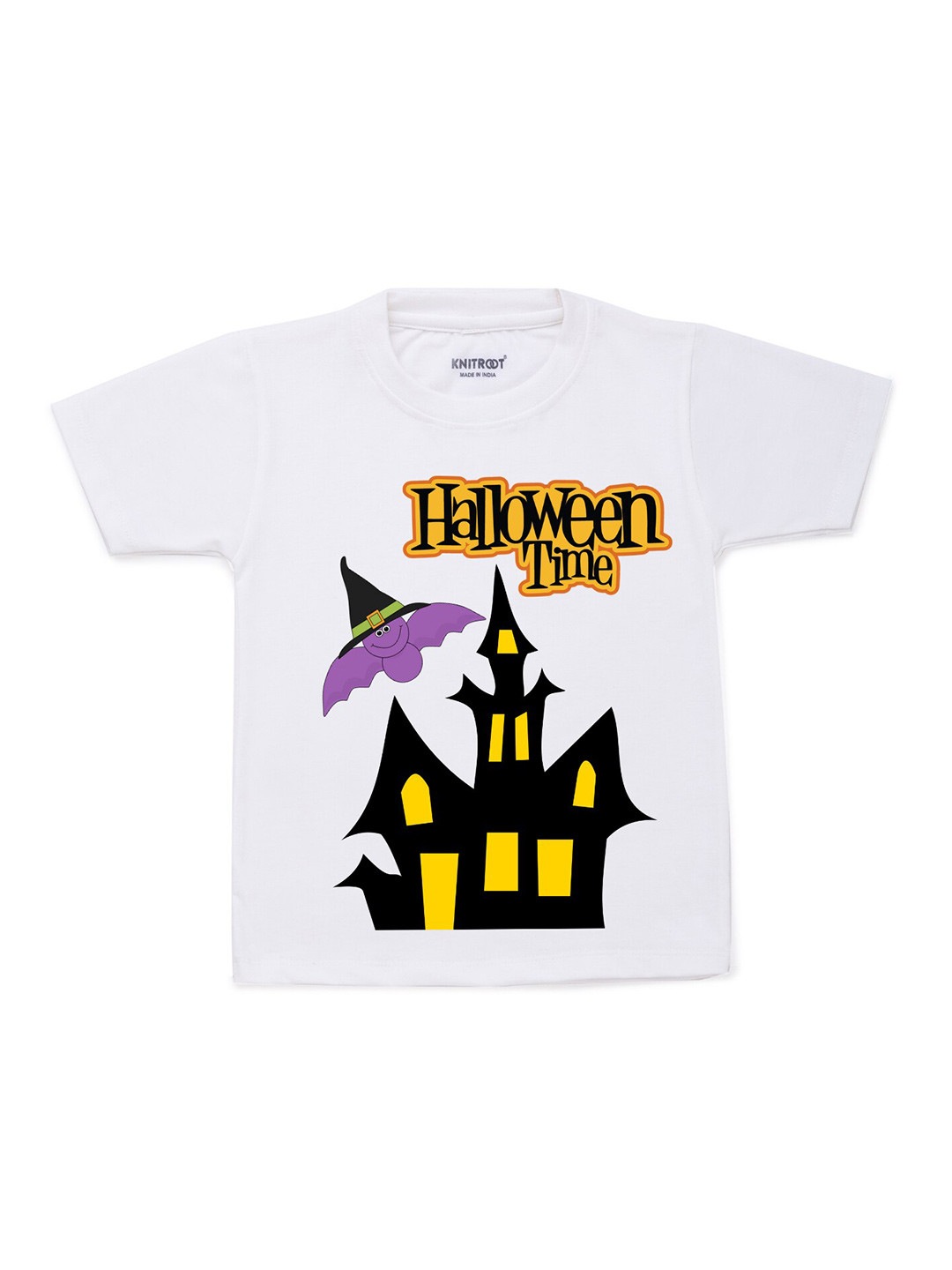 KNITROOT Kids White Halloween Printed T-shirt