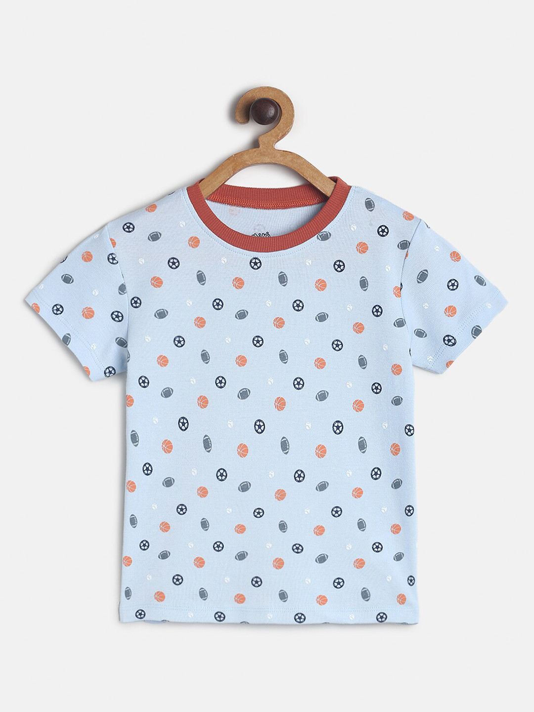 MINI KLUB Boys Grey & Marron Printed T-shirt