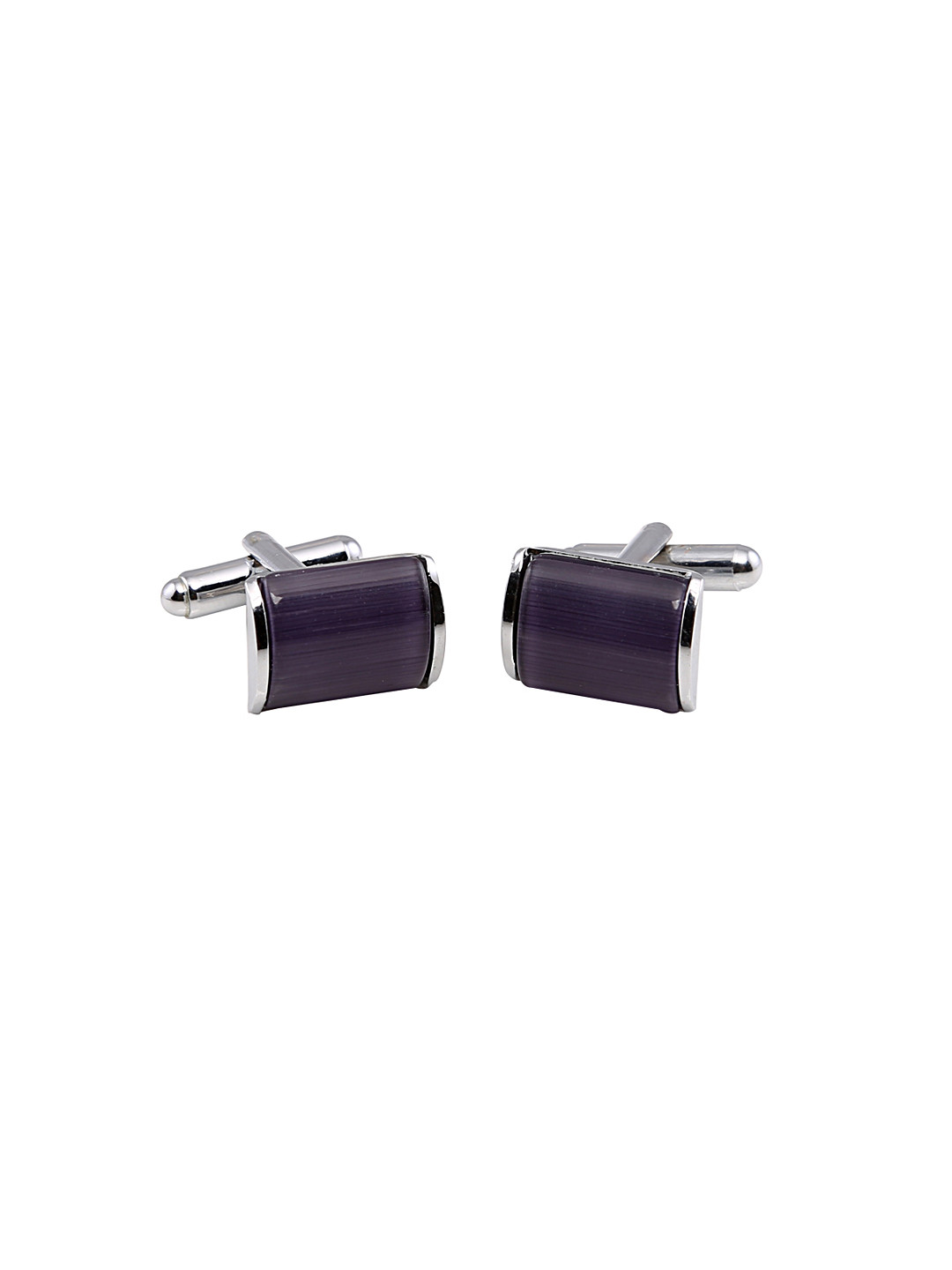 Tossido Silver-Toned & Purple Rectangular Cufflinks