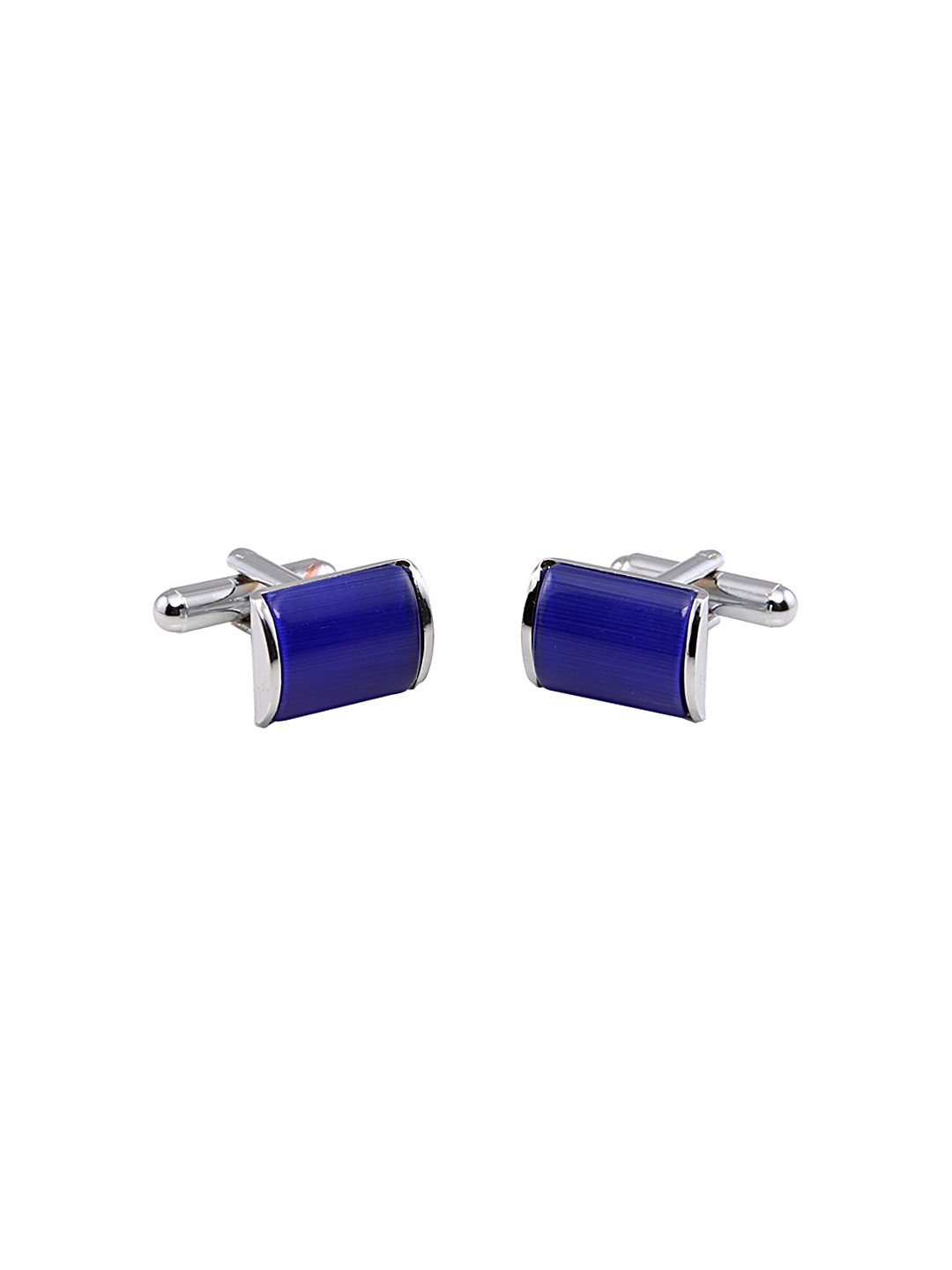 Tossido Silver-Toned & Blue Rectangular Cufflinks