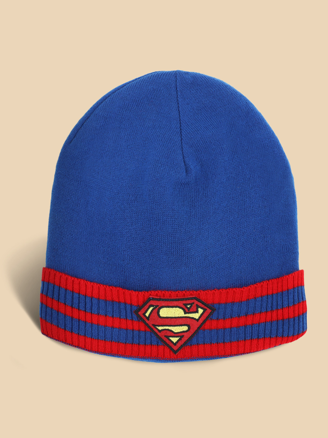 Kids Ville Boys Blue & Red Superman Featured Beanie Cap